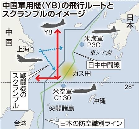 資料圖：中日戰(zhàn)機(jī)對峙示意圖。