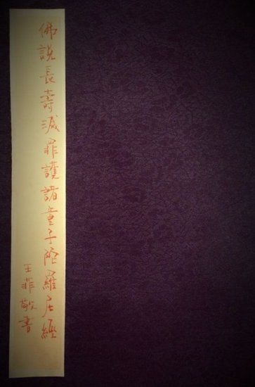  王菲書寫經(jīng)書封面。