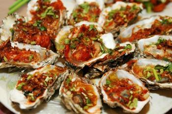 Steamed oysters